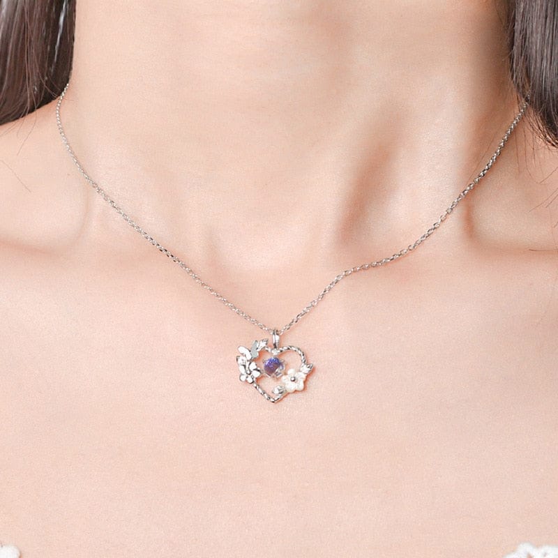 Silver Shell Flower Butterfly Heart Charm Necklace Meowhiskers