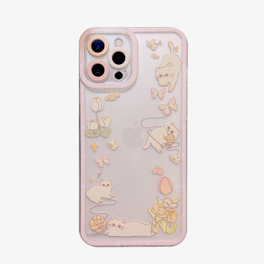 Cartoon Kitty Butterfly Flower iPhone Case