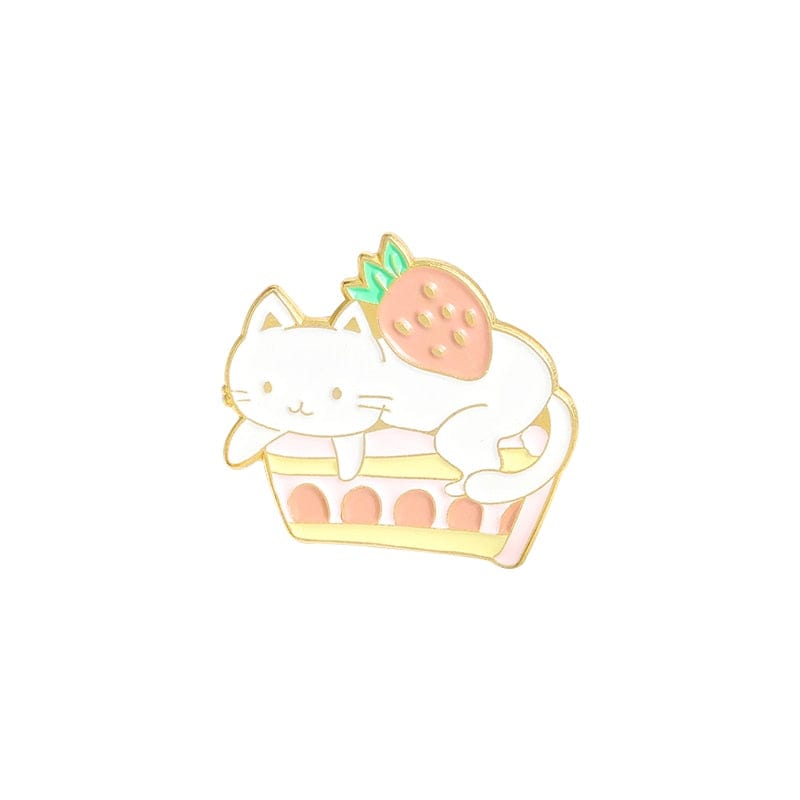 Sweet Strawberry Cat Bunny Enamel Pins Meowhiskers