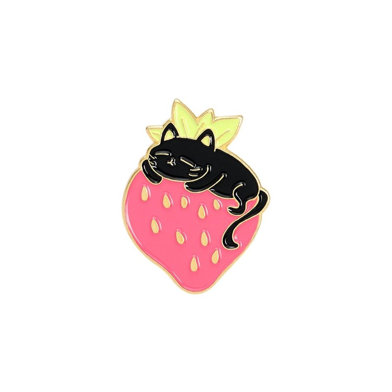 Sweet Strawberry Cat Bunny Enamel Pins Meowhiskers