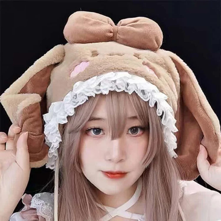 Kawaii Bowknot Decor Lolita Bunny Ears Plush Hat