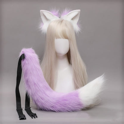 Plush Fox Ears Tail Cosplay Headband Accessory Two Piece Set