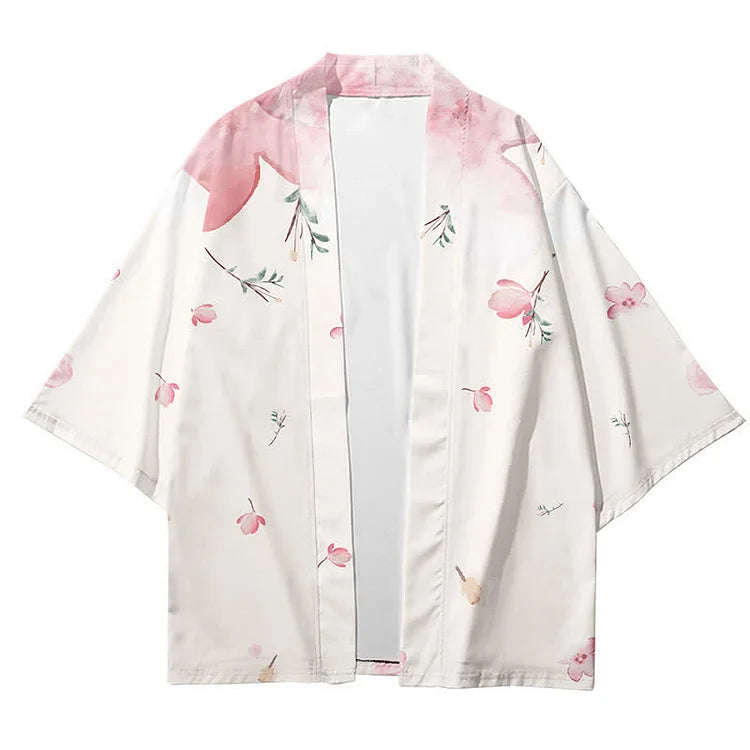 Vintage Floral Print Casual Cardigan Kimono Outerwear