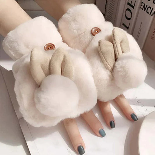 Kawaii Furry Bunny Ears Gloves Warmer