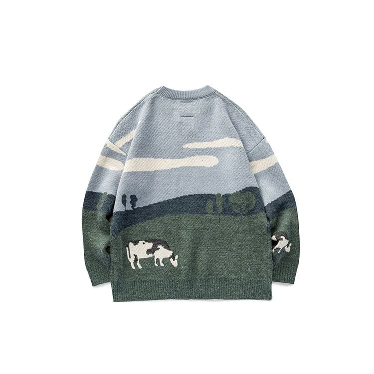 Vintage Dairy Cow Pullover Sweater Meowhiskers