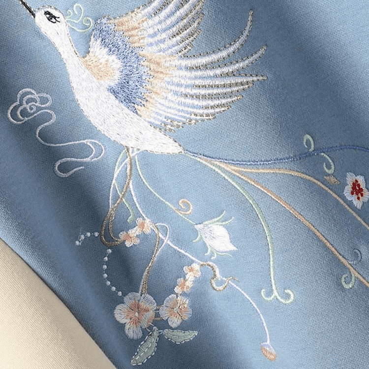 Vintage Embroidery Loose Fringed Hoodie Sweatshirt Dress Meowhiskers