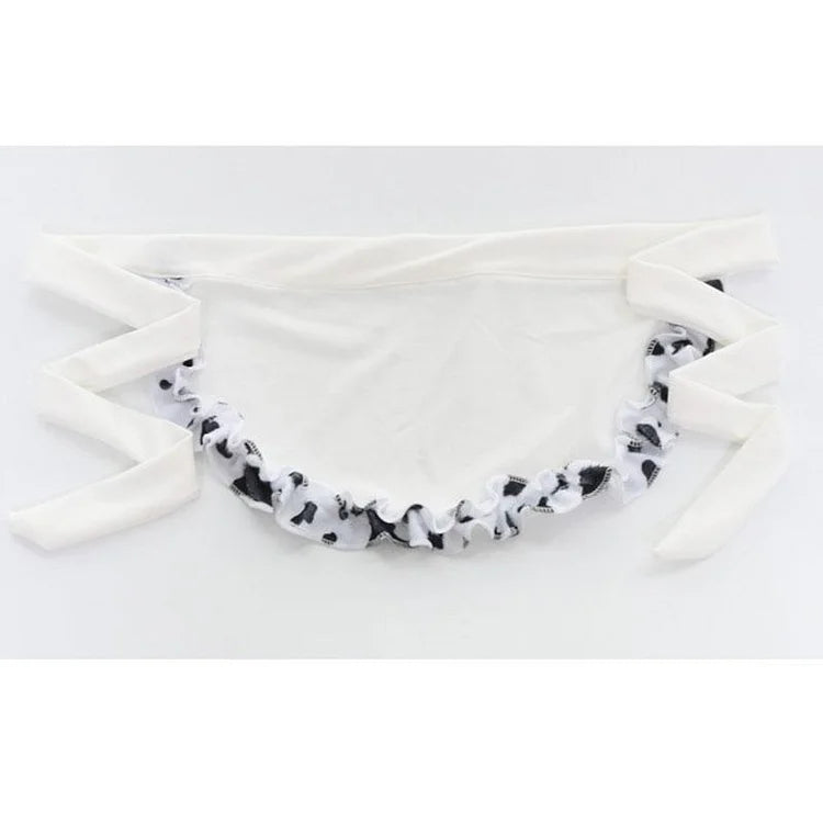 Cute Cow Bow Ruffle Headband Maid Lingerie Set