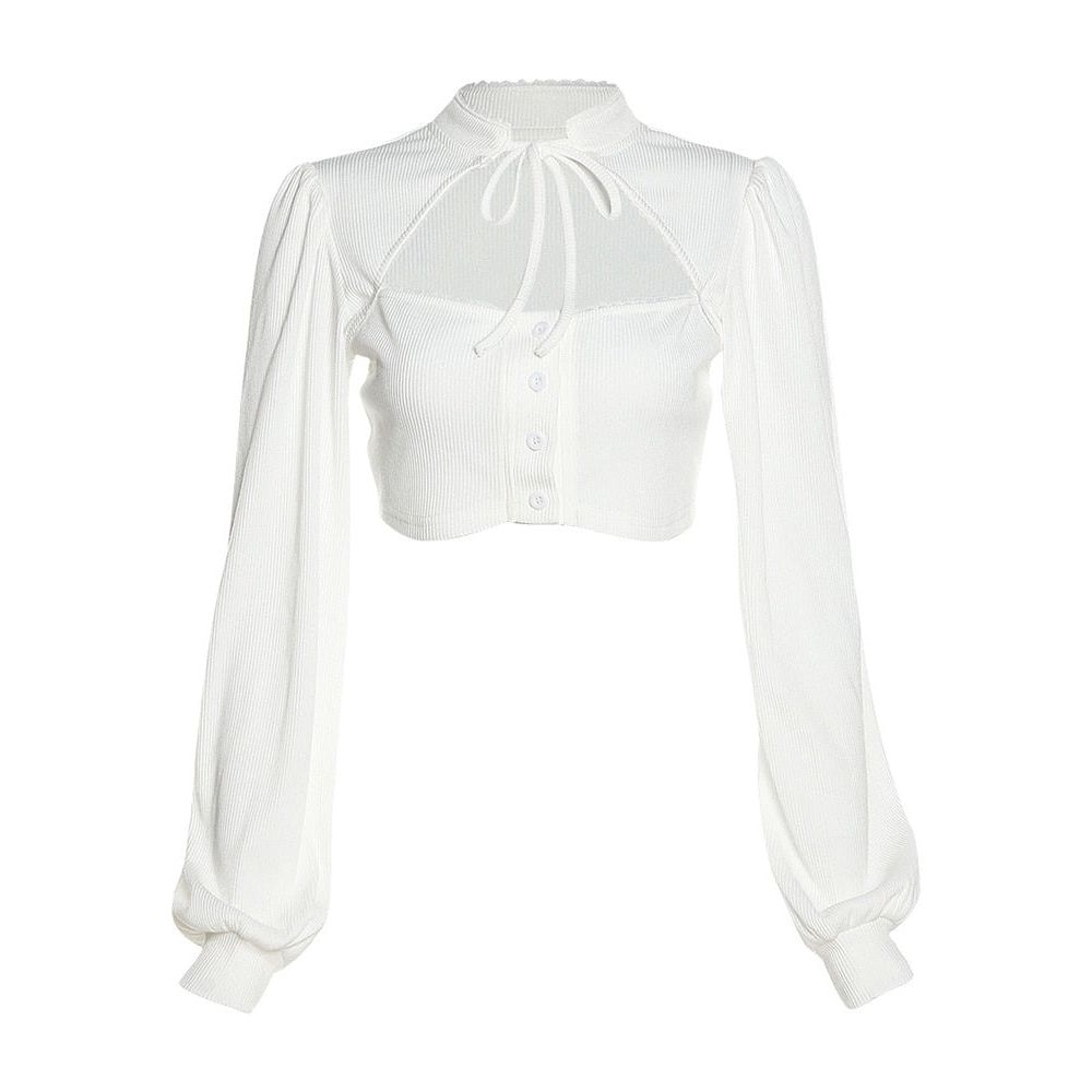 Elegant Chic Tie Up Elastic Button Shirt