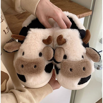 Kawaii Fluffy Cow Slippers