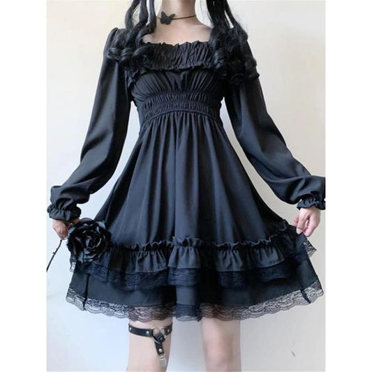 Kawaii Gothic Lace Patchwork Dress
