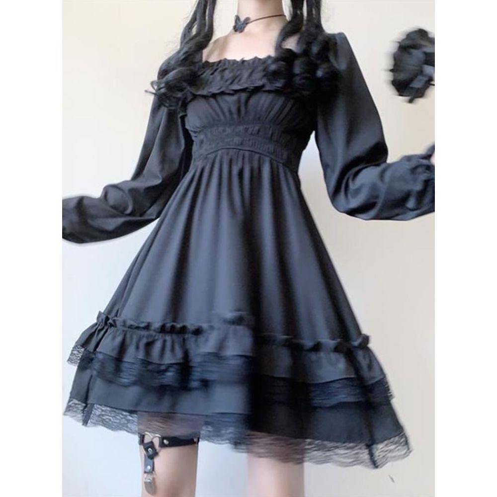 Kawaii Gothic Lace Patchwork Dress
