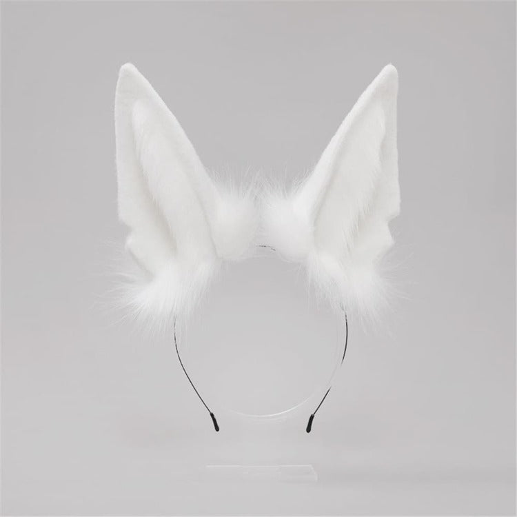 Plush Fox Long Ears Tail Cosplay Headband Accessory Two Piece Set