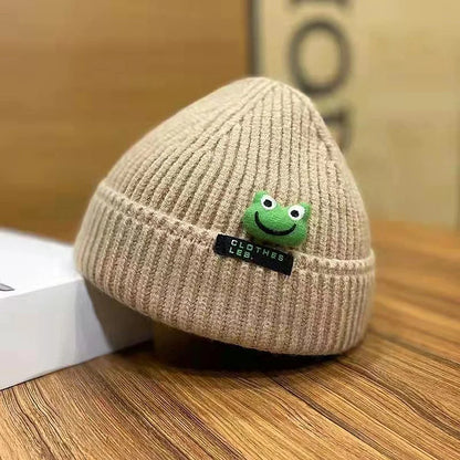 Cute Cartoon Frog Letter Knit Beanie Hat