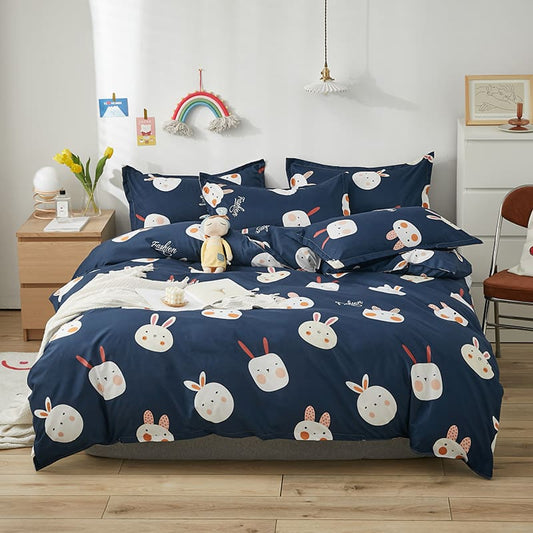 Kawaii Navy Blue Bunny Bedding Sets