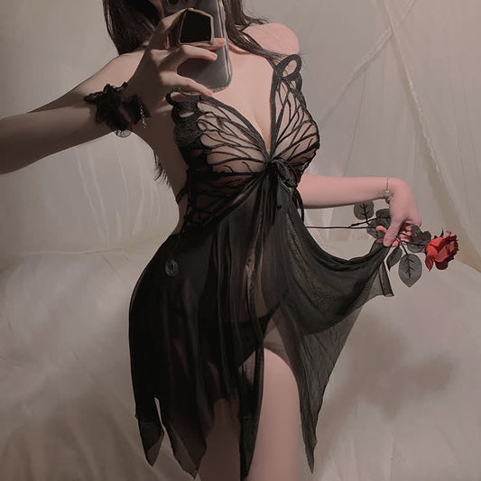Sexy Butterfly See Through Lingerie Dress